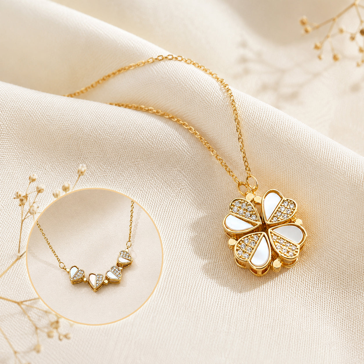 Collar Trébol de la Suerte — Cuatro Corazones